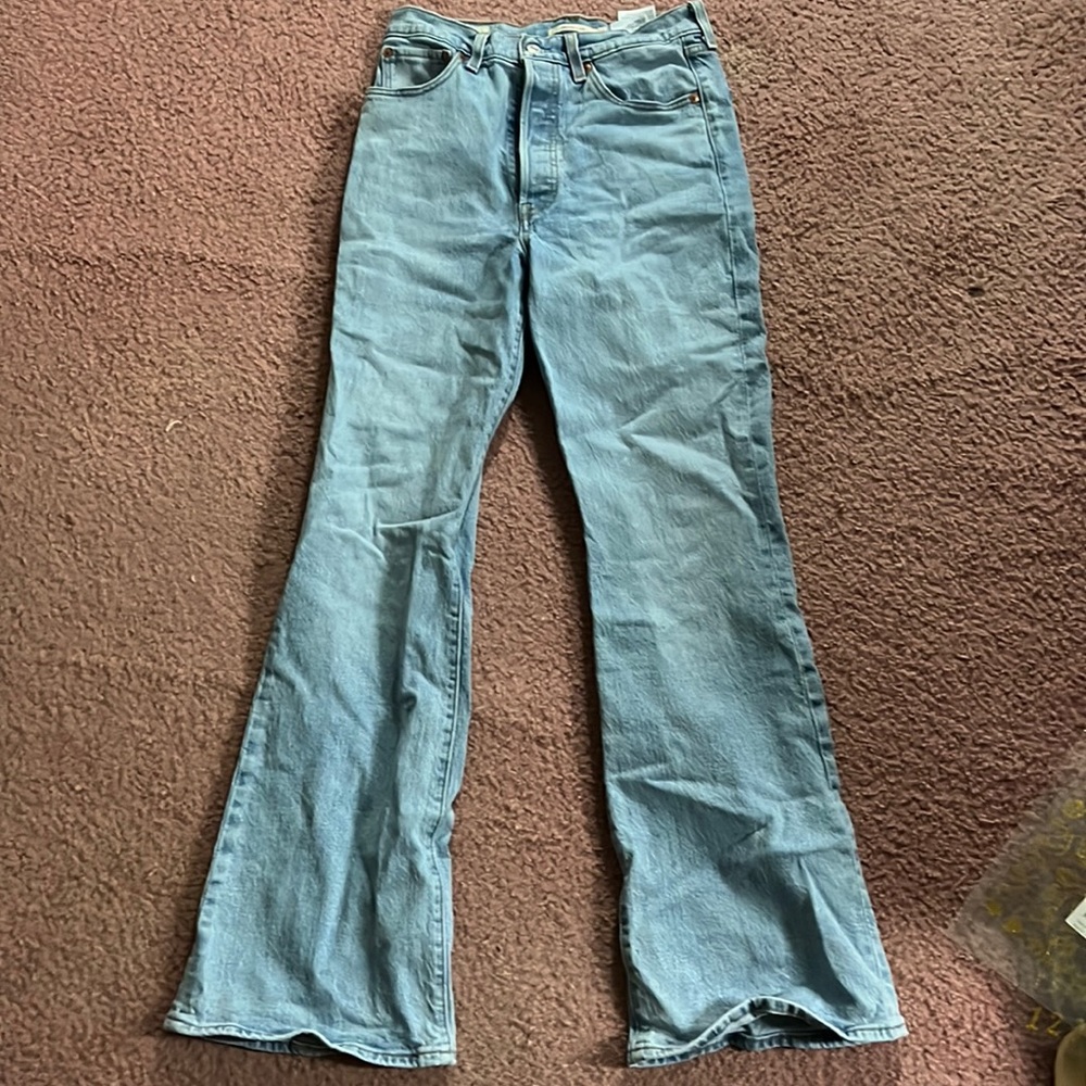 Levi’s Ribcage Flare Jeans Flared Bellbottoms Bootcut Pants Women 27 Light Wash